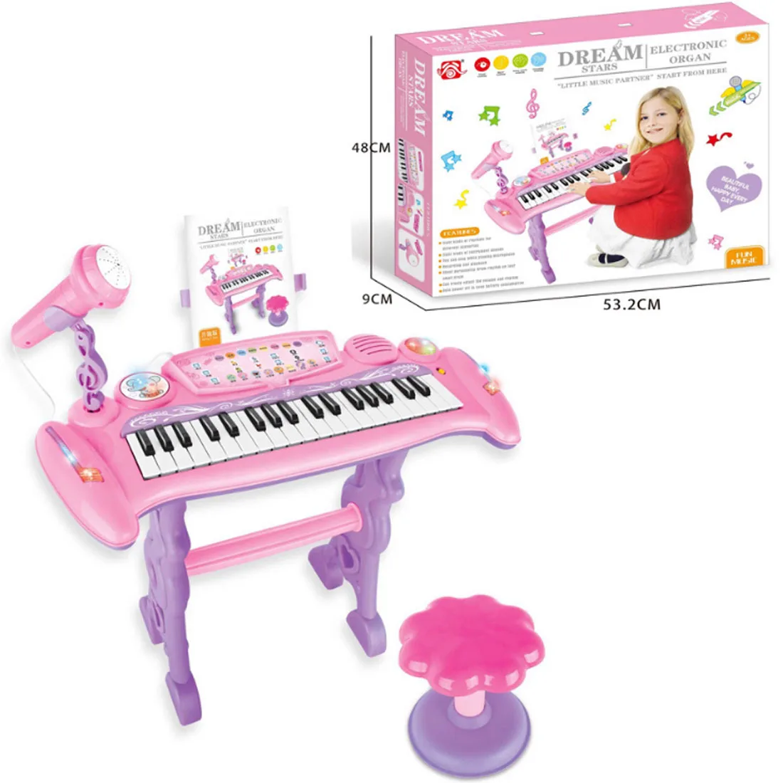Children Chargable Musical Toy 37 Keys Electronic Organ with Microphone and Stool for Girls Early Education Toys For Children
Children Chargable Musical Toy 37 Keys Electronic Organ with Microphone and Stool for Girls Early Education Toys For Children