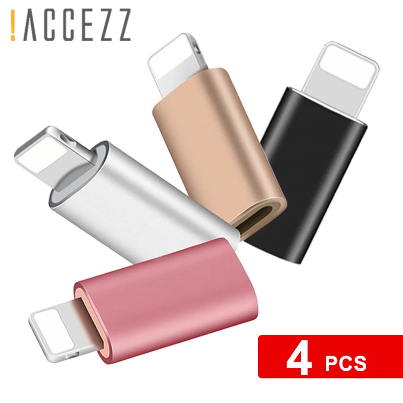 ! ACCEZZ 4 шт. Мини OTG адаптер Micro USB для освещения iphone X XS MAX XR 8 7 6S Plus Синхронизация