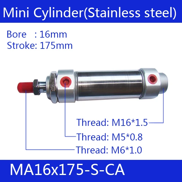 Free shipping Pneumatic Stainless Air Cylinder 16MM Bore 175MM Stroke , MA16X175-S-CA, 16*175 Double Action Mini Round Cylinders
Free shipping Pneumatic Stainless Air Cylinder 16MM Bore 175MM Stroke , MA16X175-S-CA, 16*175 Double Action Mini Round Cylinders