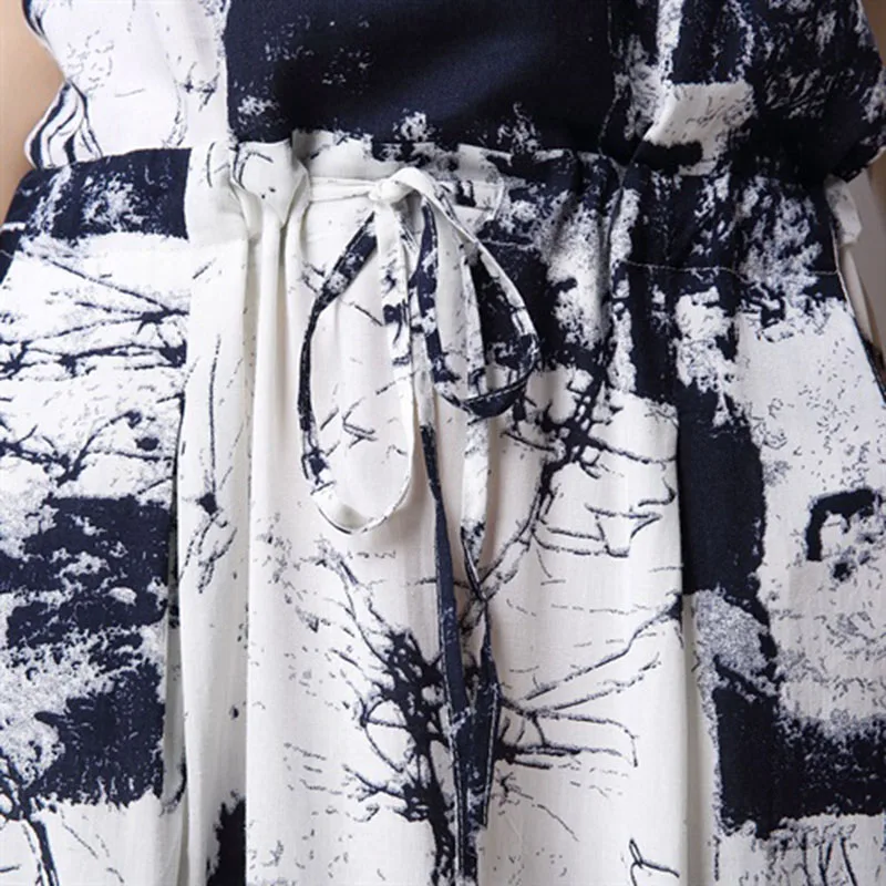 Summer Dress Ink Painting Women Dress Two Piece Dress Casual Large Size Loose Female Vestidos Robe Dress
Summer Dress Ink Painting Women Dress Two Piece Dress Casual Large Size Loose Female Vestidos Robe Dress