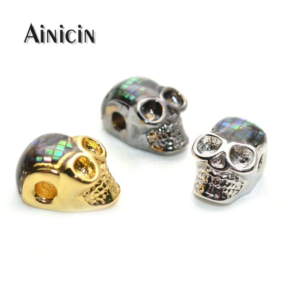 New Design Rainbow Abalone Shell Paved Copper Solid Skull Head Beads 8x14mm Gold Silver Gun Black Metal Beads 10pcs
New Design Rainbow Abalone Shell Paved Copper Solid Skull Head Beads 8x14mm Gold Silver Gun Black Metal Beads 10pcs