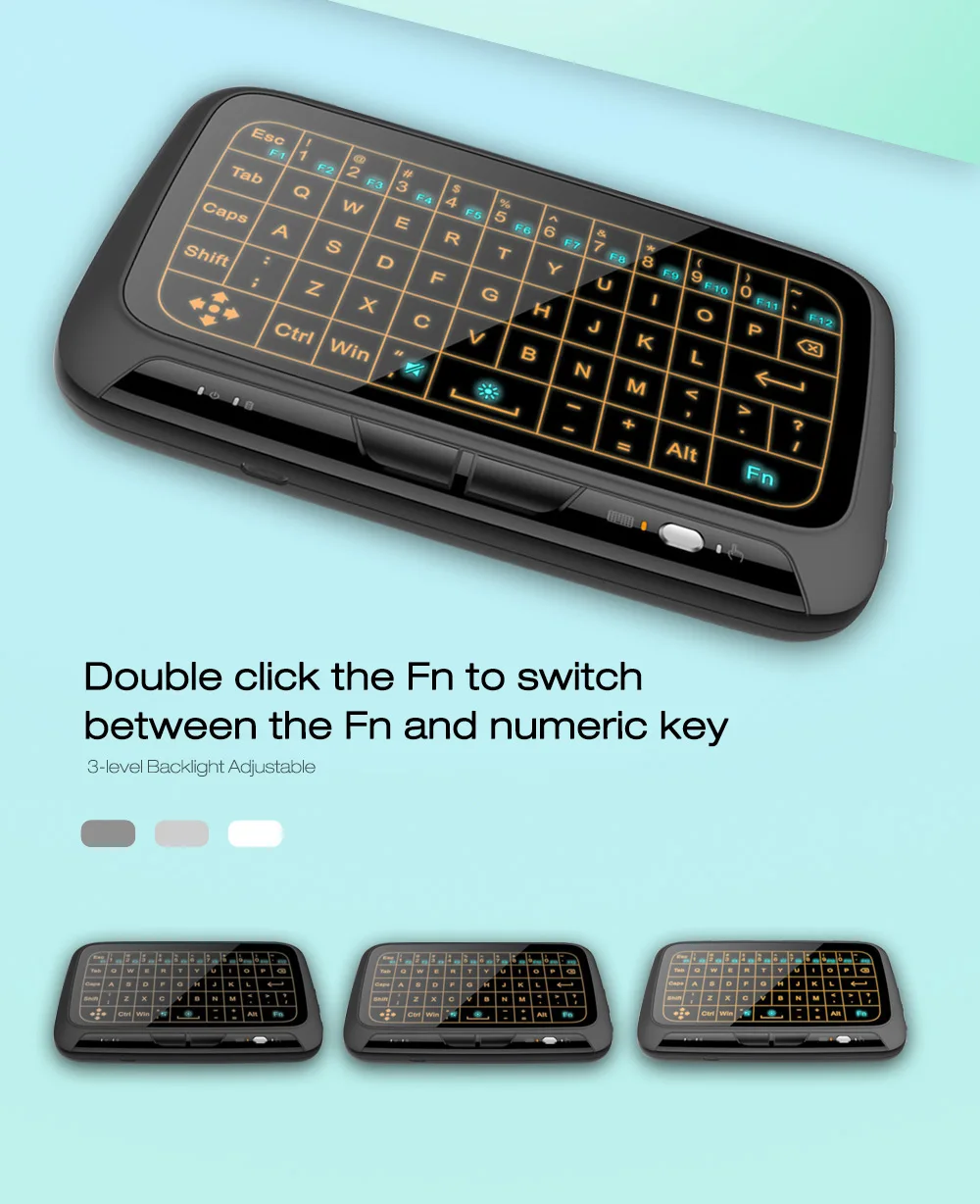 H18 + 2 4 ГГц мини беспроводная клавиатура QWERTY полный тачпад Клавиатура большая