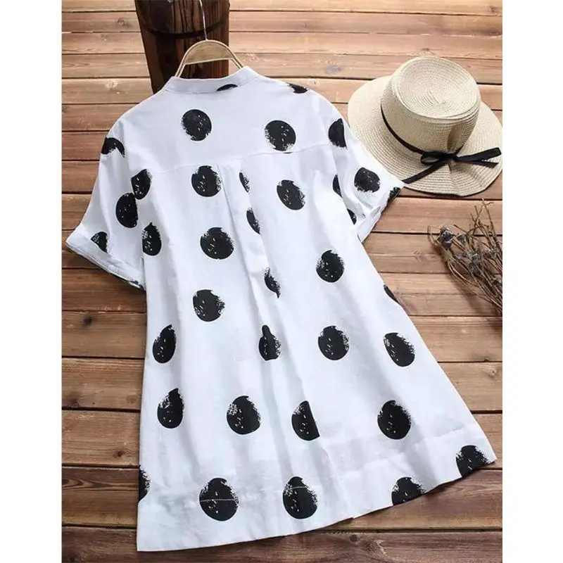 Women Plus Size Buttons Down Short Sleeve Casual Blouse Polka Dot Cotton Shirt Loose Top Blouse
Women Plus Size Buttons Down Short Sleeve Casual Blouse Polka Dot Cotton Shirt Loose Top Blouse