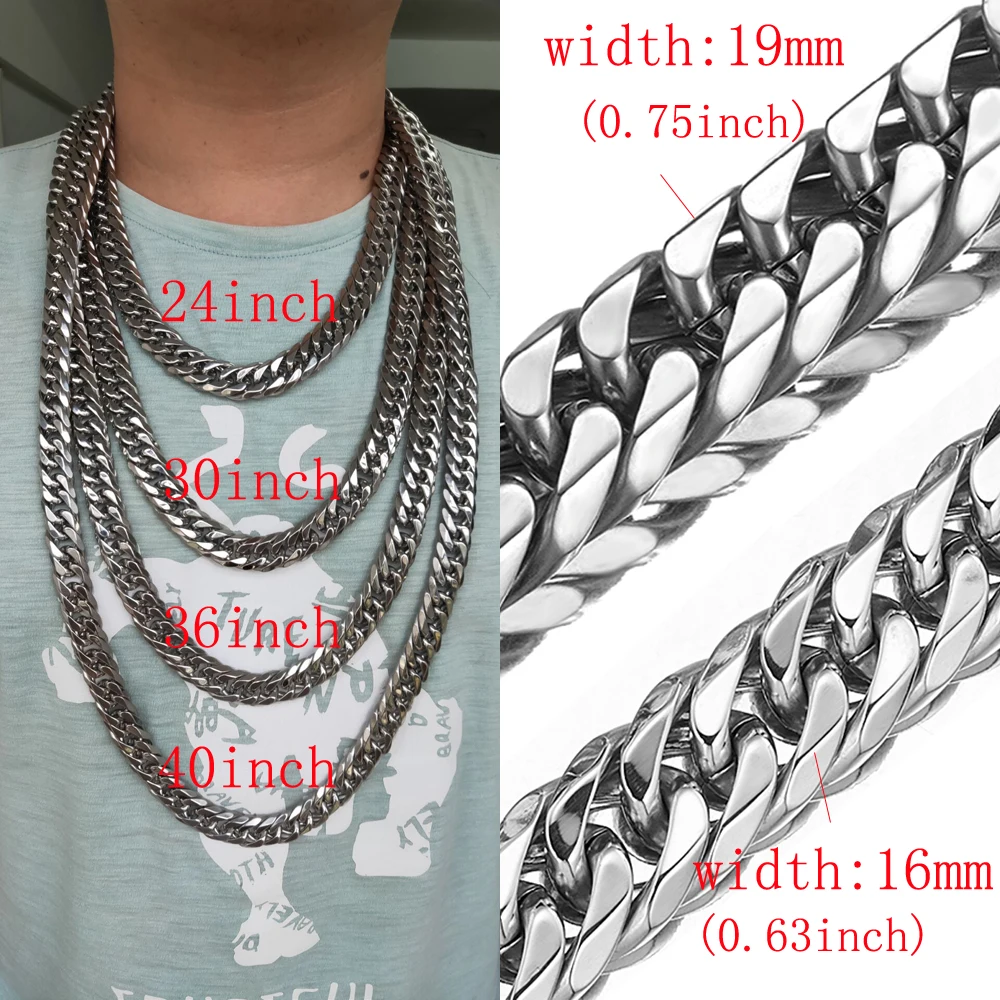 Stainless Steel Curb Chain Chunky Men Necklace Adjustable Choker Tail Jewelry Silver Color 16/19mm Wide 61-101cm Length
Stainless Steel Curb Chain Chunky Men Necklace Adjustable Choker Tail Jewelry Silver Color 16/19mm Wide 61-101cm Length