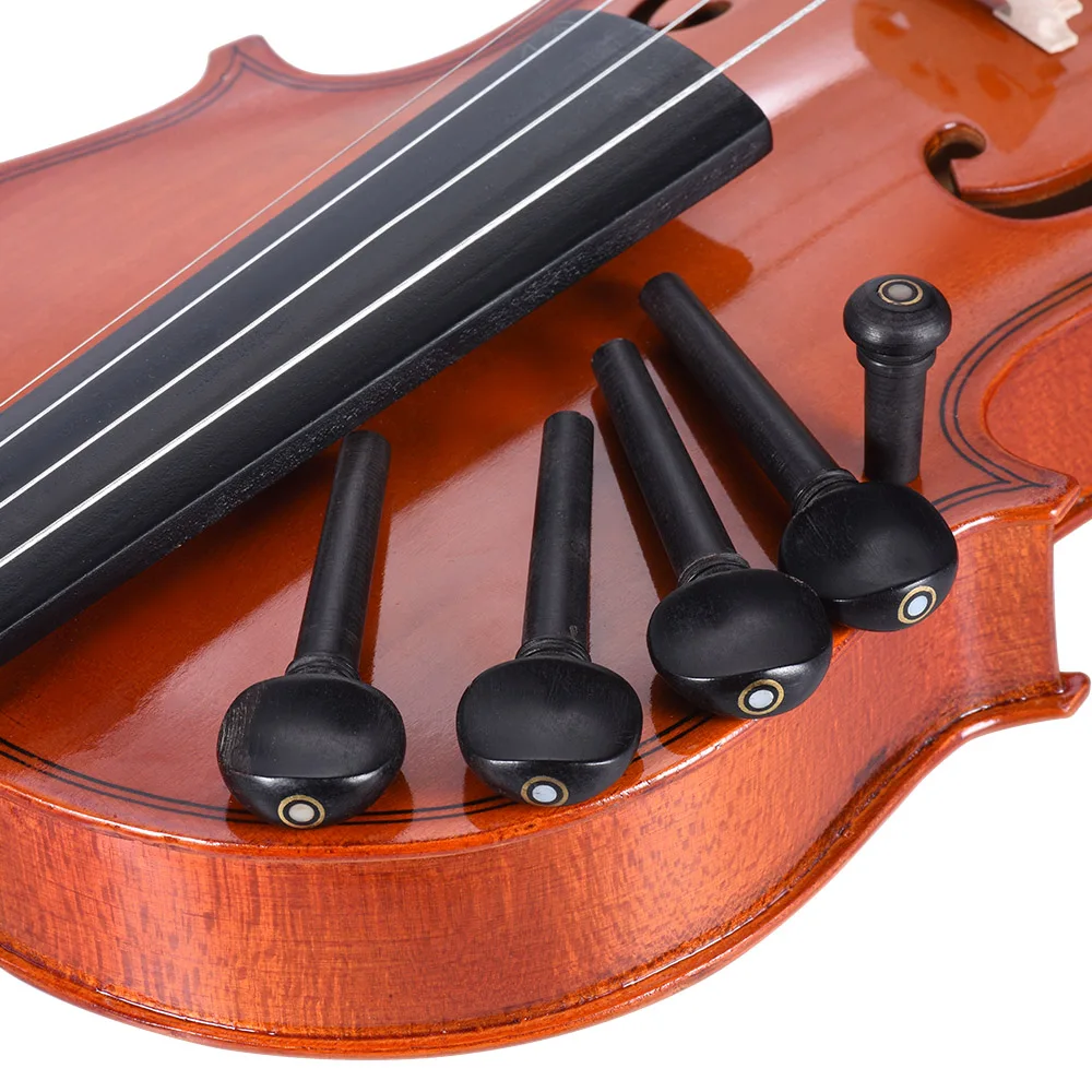 4/4 1/4 3/4 Violin Tuning Pegs Ebony Wood Fiddle Endpin Set Replacement Black | Спорт и развлечения