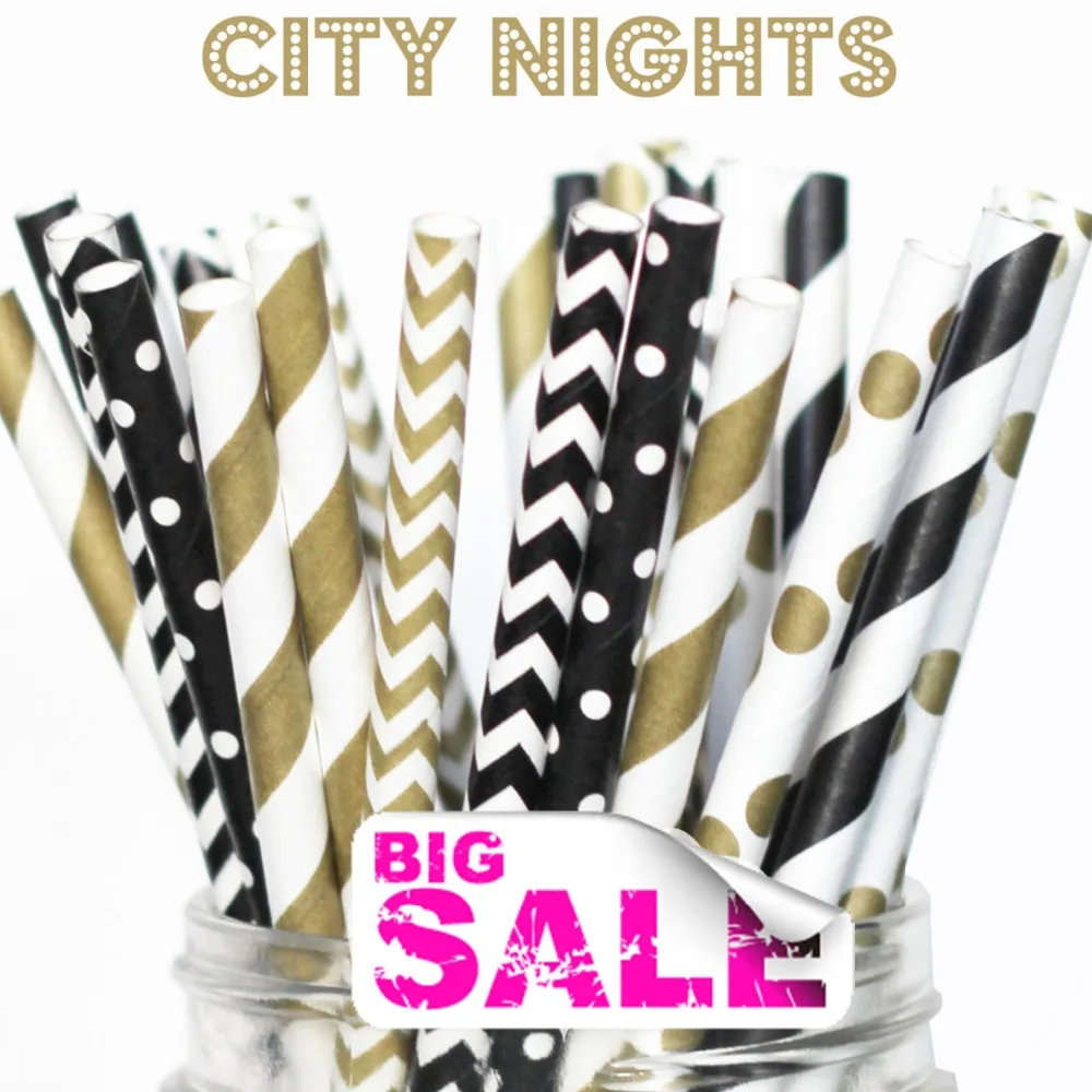 150pcs Mix Colors City Nights Party Paper Straws,Metallic Gold Striped,Polka Dot,Chevron,Black Stripe,Dot,Zig Zag,New Years Eve
150pcs Mix Colors City Nights Party Paper Straws,Metallic Gold Striped,Polka Dot,Chevron,Black Stripe,Dot,Zig Zag,New Years Eve