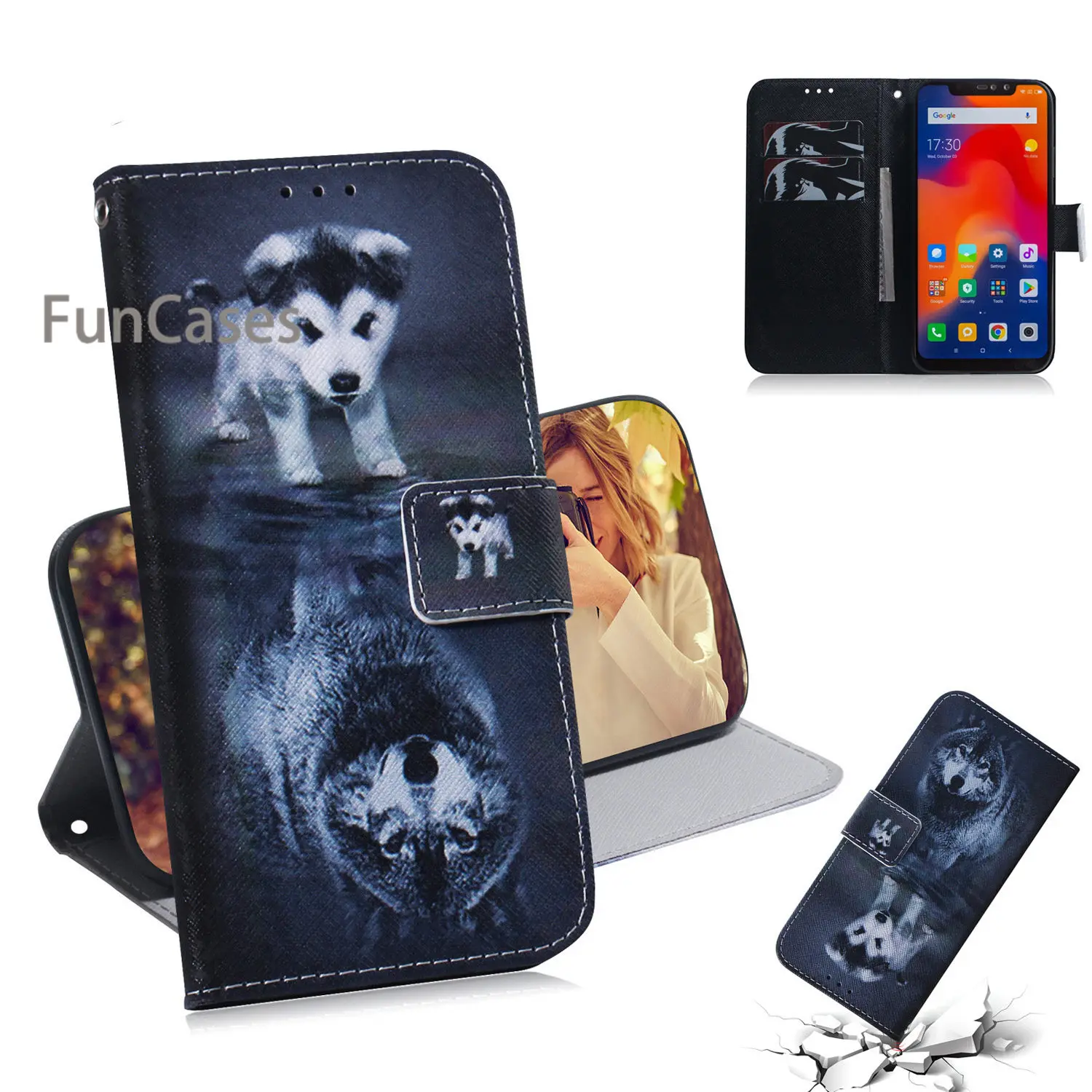 Милый чехол для мобильного телефона s estojo Xiaomi Redmi Note 6 Pro cellular phone Case PU кожаный флип