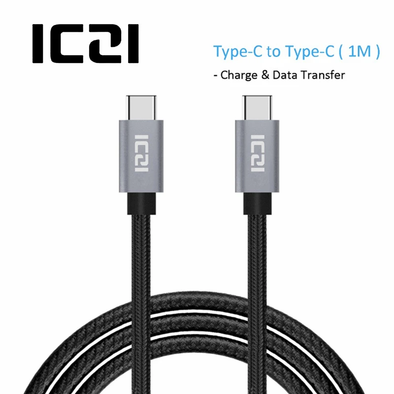 ICZI 1m 2m type C to кабель штекер-штекер для синхронизации данных зарядный USB-C MacBook Pro Google