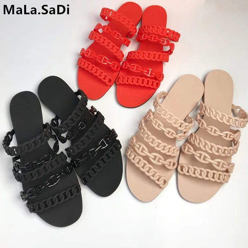 Fast Delivery New Fashion European Five Chain Summer Sandals Outside Slip On Soft PVC Flat Slides Beach Shoes Casual Slippers
Fast Delivery New Fashion European Five Chain Summer Sandals Outside Slip On Soft PVC Flat Slides Beach Shoes Casual Slippers