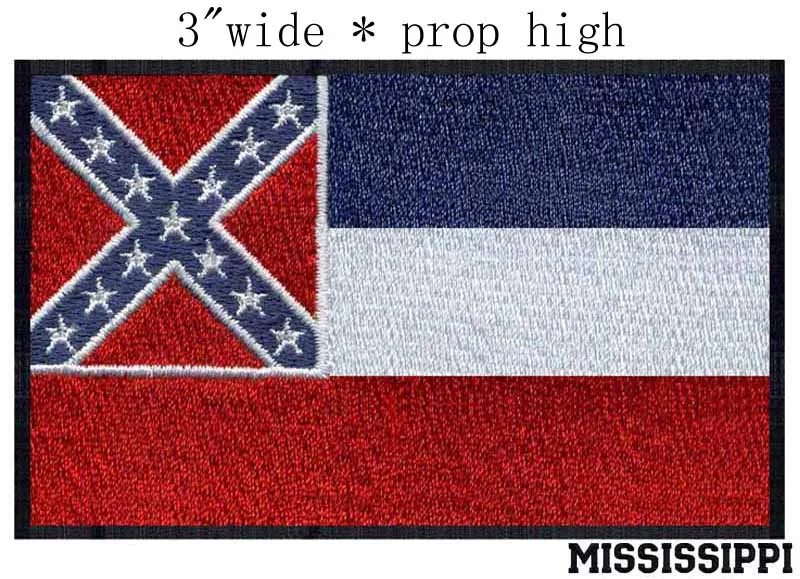 Mississippi Flag 3.0" wide embroidery patch for bosnia/lace applique patch/biker patches
Mississippi Flag 3.0" wide embroidery patch for bosnia/lace applique patch/biker patches