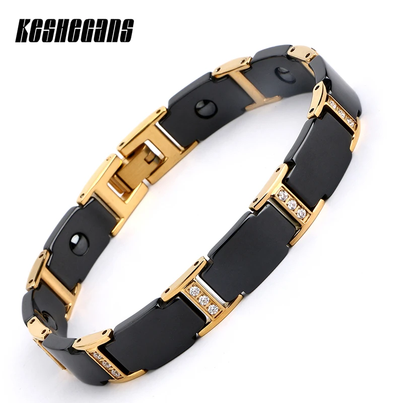 Luxury Black Gold Bio Elements Energy Ceramic Bracelet Bangle Shining Crystal For Women Chain Link Healing Energy Magnetic Men
Luxury Black Gold Bio Elements Energy Ceramic Bracelet Bangle Shining Crystal For Women Chain Link Healing Energy Magnetic Men
