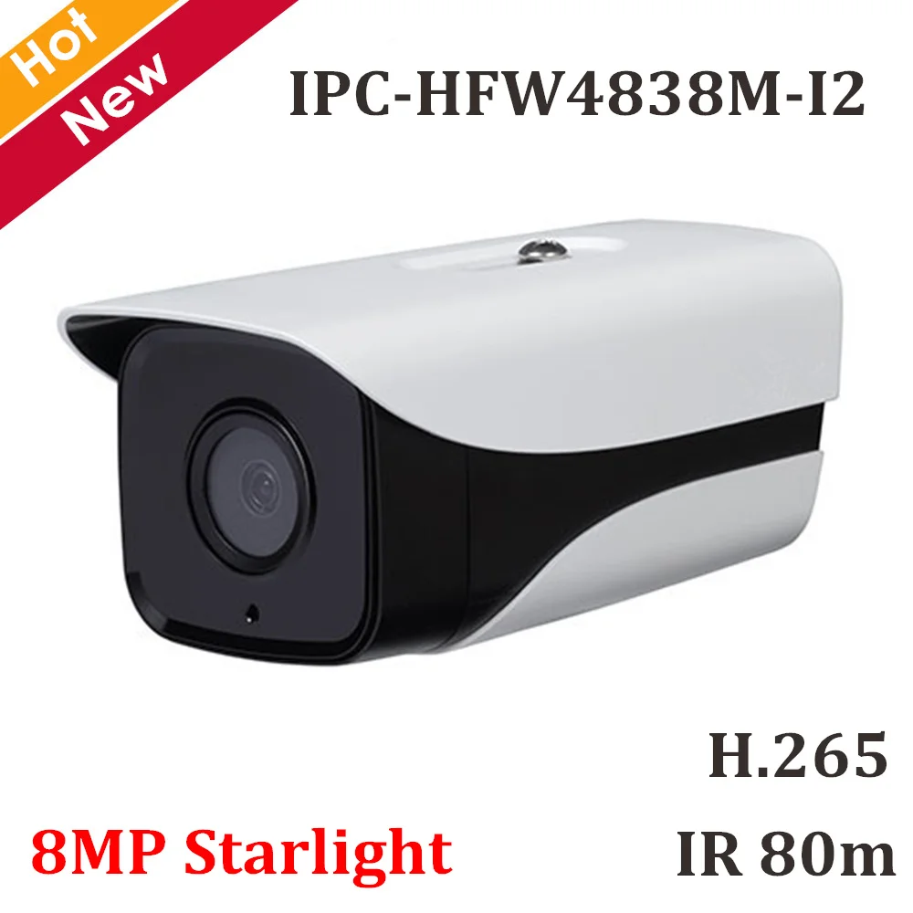 8MP IP камера IPC HFW4838M I2 Starlight H.265 IR 80m домашняя Камера Безопасности Водонепроницаемая