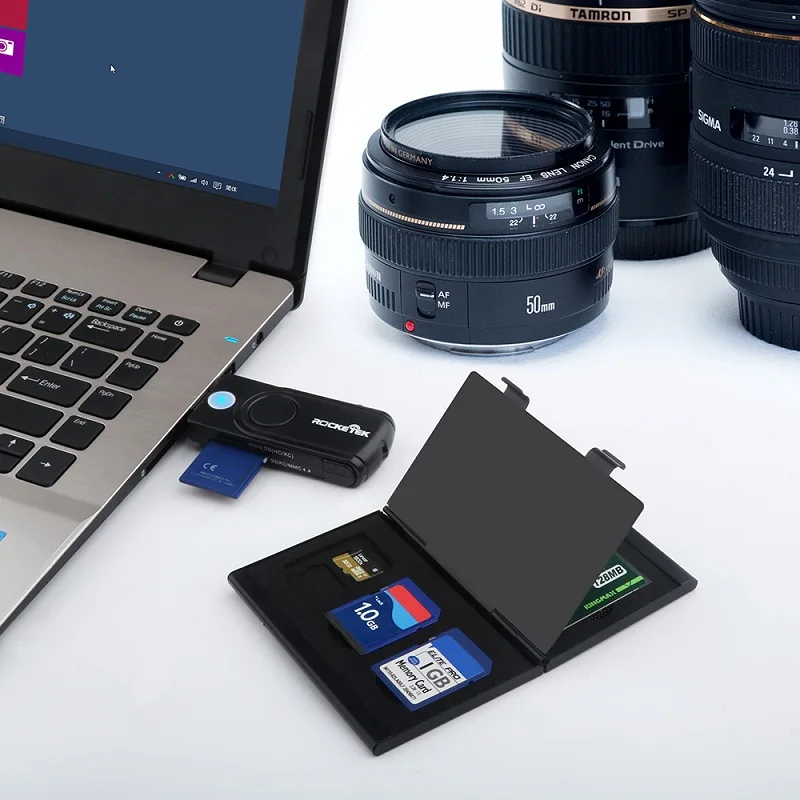 Rocketek Aluminum sd memory card storage case microsd/micro sd holder bag memory box placed with 3 sd,6 micro sd and 3 CF cards
Rocketek Aluminum sd memory card storage case microsd/micro sd holder bag memory box placed with 3 sd,6 micro sd and 3 CF cards
