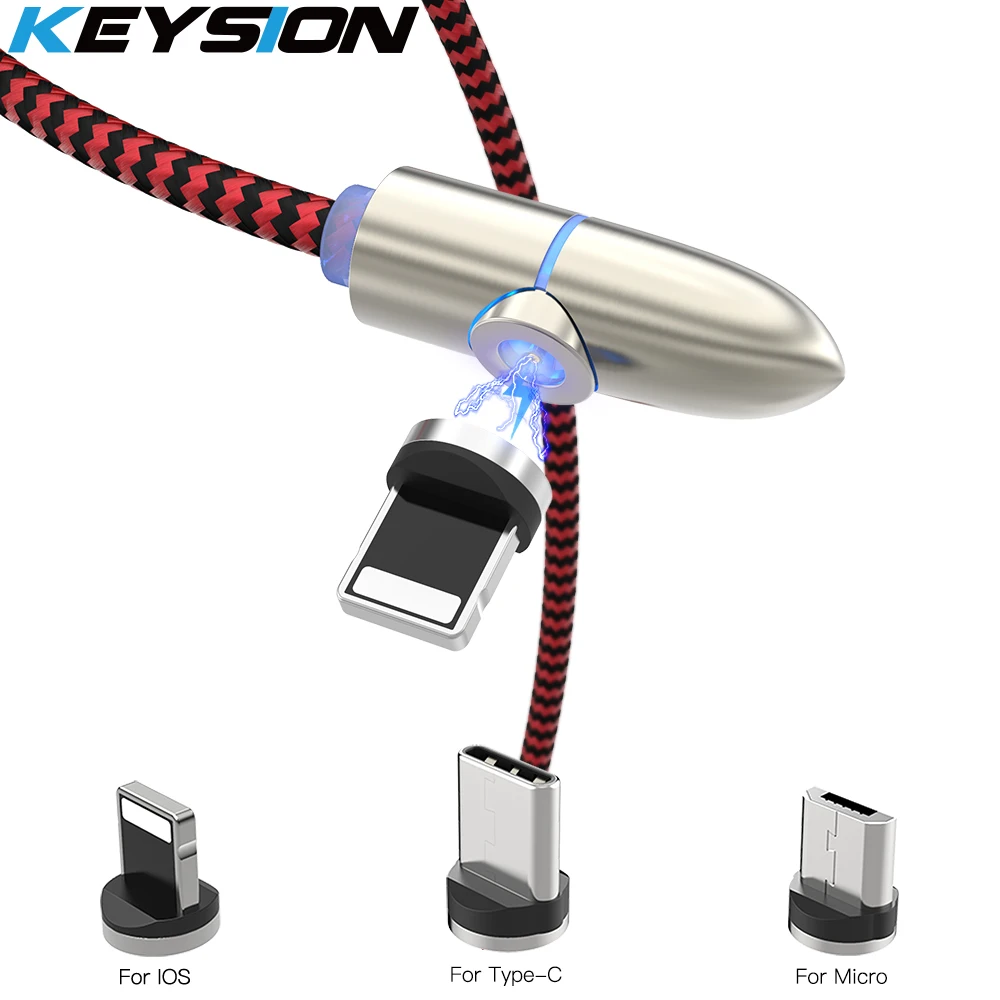 KEYSION L Line Магнитный зарядный кабель 90 градусов светодиодный для iPhone X 8 7 6 Plus и Micro USB