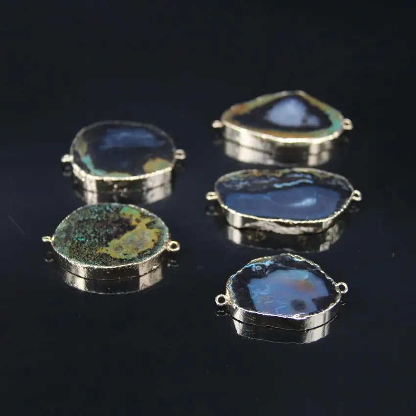 5 шт./лот темно-синий соединитель для агата Drusy золотой край необработанный Друза