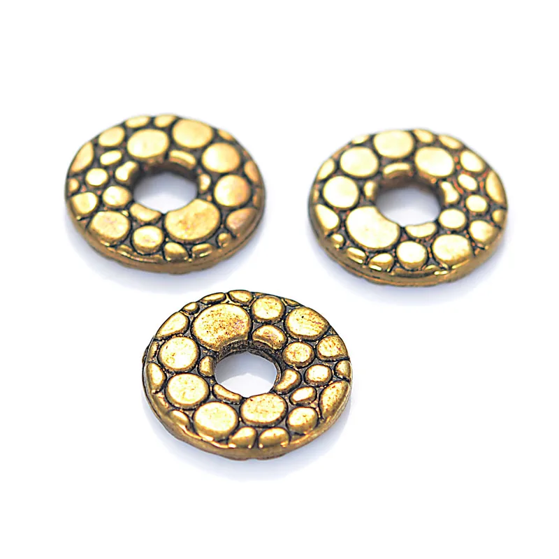 

Miasol 100 Pcs 2x15mm Vintage Inspired Ethnic Acrylic Flat Round Donut Antique Design Spacers Beads For Diy Jewelry Making