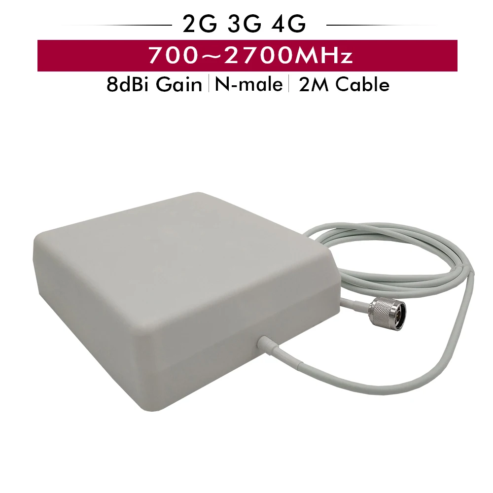 700-2700MHz Indoor Panel Antenna 8dBi with N-male Type Connector 2m Cable for GSM/CDMA/DCS/PCS/AWS/WCDMA/LTE 2G 3G 4G Booster
700-2700MHz Indoor Panel Antenna 8dBi with N-male Type Connector 2m Cable for GSM/CDMA/DCS/PCS/AWS/WCDMA/LTE 2G 3G 4G Booster