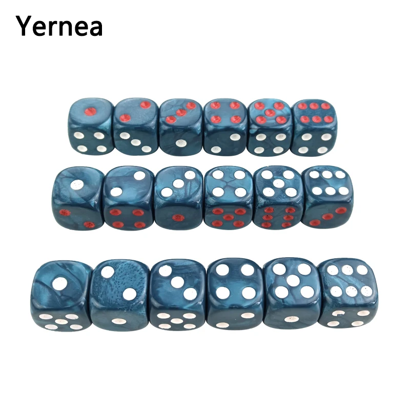 Yernea 6Pcs*3 Bag Acrylic Dice 16mm Round Corner Marble effect Dice Set Blue Dice Table Games D6 High-quality Plastic Product
Yernea 6Pcs*3 Bag Acrylic Dice 16mm Round Corner Marble effect Dice Set Blue Dice Table Games D6 High-quality Plastic Product