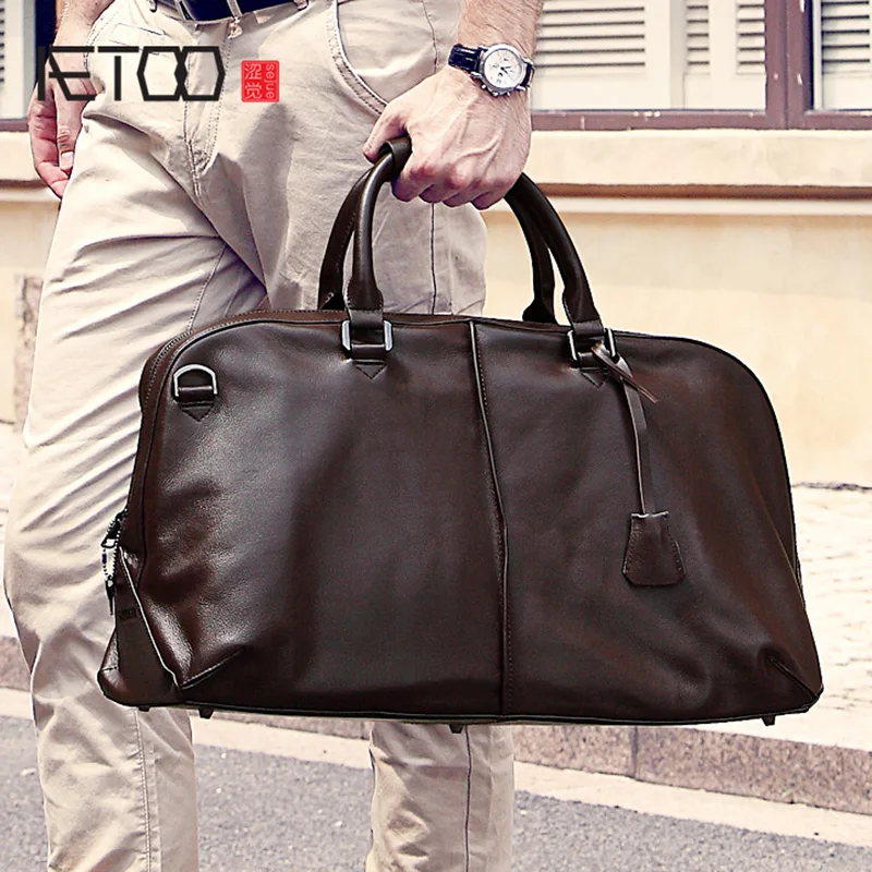 Фото Мужская Дорожная сумка AETOO кожаная ручная на одно плечо вместительная для багажа