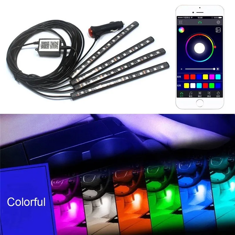 12V RGB LED Car Interior Foot Ambient Atmosphere Light Bluetooth Phone Control Flexible Strip Auto Decoration Backlight Lamp
12V RGB LED Car Interior Foot Ambient Atmosphere Light Bluetooth Phone Control Flexible Strip Auto Decoration Backlight Lamp