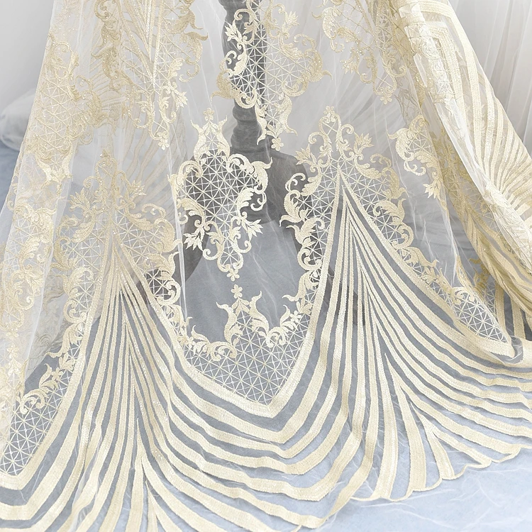 Top grade, light gold embroidery, sequins, lace cloth, wedding dress, DIY mesh fabric, dress dress material gold.
Top grade, light gold embroidery, sequins, lace cloth, wedding dress, DIY mesh fabric, dress dress material gold.