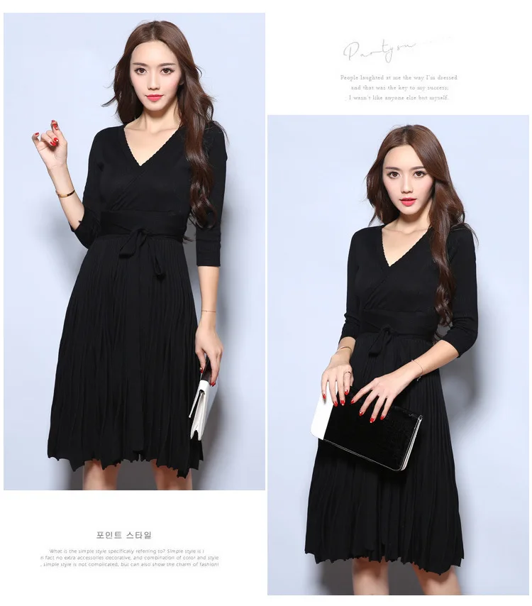 Autumn Winter Women Fashion Christmas Knee-Length Knitted Sweater Dress Casual Long Pleated Dress For Women Vestidos New 2017
Autumn Winter Women Fashion Christmas Knee-Length Knitted Sweater Dress Casual Long Pleated Dress For Women Vestidos New 2017
