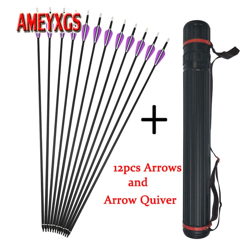 12pcs Archery Spine 500 Carbon Arrow And Adjustable Arrow Quiver Portable Set For Hunting Bow And Arrow Shooting Accessories
12pcs Archery Spine 500 Carbon Arrow And Adjustable Arrow Quiver Portable Set For Hunting Bow And Arrow Shooting Accessories