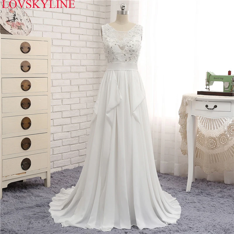 Fashionable Elegant Long A Line Wedding Dress Boat Neck Low Back Crystal Appliques Bride dresses Robe De Mariage
Fashionable Elegant Long A Line Wedding Dress Boat Neck Low Back Crystal Appliques Bride dresses Robe De Mariage