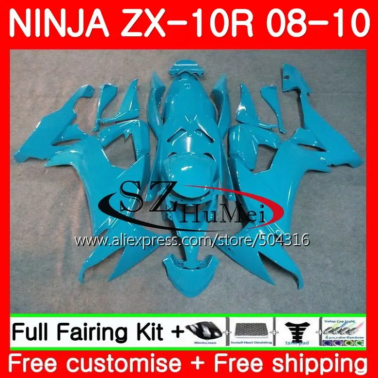 Bodywork For KAWASAKI ZX10R ZX1000C 18SH6 Glossy cyan NINJA ZX 10 R ZX 10R 08 09 10 ZX1000 ZX-10R 2008 2009 2010 Fairings kit
Bodywork For KAWASAKI ZX10R ZX1000C 18SH6 Glossy cyan NINJA ZX 10 R ZX 10R 08 09 10 ZX1000 ZX-10R 2008 2009 2010 Fairings kit
