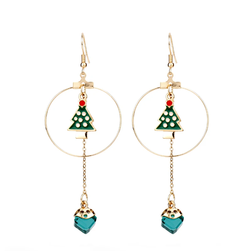 Fashion Women's Earring Round Christmas Geometric Earrings With Crystal Christmas Tree Pendant Women Girl Jewelry For Gift
Fashion Women's Earring Round Christmas Geometric Earrings With Crystal Christmas Tree Pendant Women Girl Jewelry For Gift