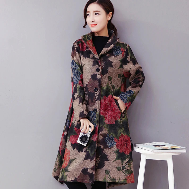 Autumn Winter Female Folk Wind Printed Flowers Cloak Wool Coat Big Yards Long Vintage Coats Clothes Plus Size Loose Coat
Autumn Winter Female Folk Wind Printed Flowers Cloak Wool Coat Big Yards Long Vintage Coats Clothes Plus Size Loose Coat