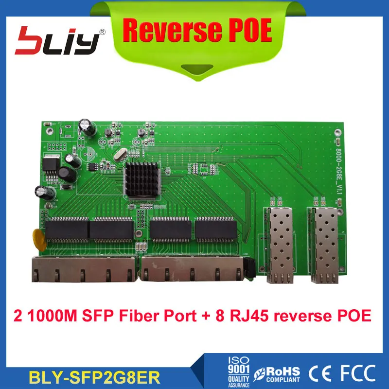10/100/1000Mbps Reverso POE optical fiber switch board with 2 SFP 8 RJ45 Ethernet ports POE reverse media converter
10/100/1000Mbps Reverso POE optical fiber switch board with 2 SFP 8 RJ45 Ethernet ports POE reverse media converter