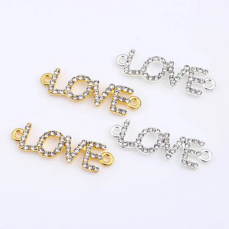 10pcs 37*10mm Gold/Silver Color Love Clear Rhinestone Connector Charms Pendants Connectors for DIY Bracelet Jewelry Accessories
10pcs 37*10mm Gold/Silver Color Love Clear Rhinestone Connector Charms Pendants Connectors for DIY Bracelet Jewelry Accessories