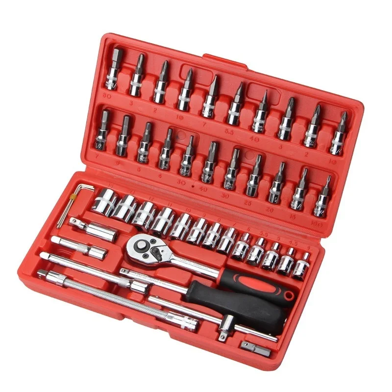 46pcs 1/4-Inch Socket Set Car Repair Tools Kit Ratchet Set Torque Wrench Kit Set Combination Bit A Set of Keys Chrome Vanadium
46pcs 1/4-Inch Socket Set Car Repair Tools Kit Ratchet Set Torque Wrench Kit Set Combination Bit A Set of Keys Chrome Vanadium