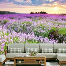 3d wallpaper custom mural Lavender flower garden sunset background living room home decor photo wallpaper for walls 3 d