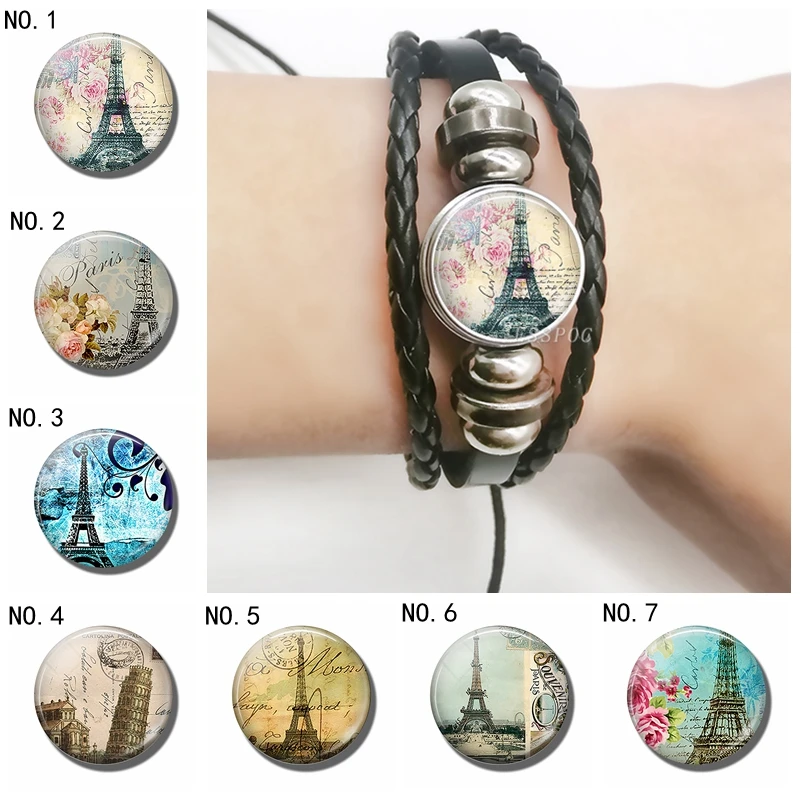 Beautiful Flower and Eiffel Tower Black Leather Bracelet , Fashion Jewelry Glass Cabochon Multi-layered Braided Birthday Gift
Beautiful Flower and Eiffel Tower Black Leather Bracelet , Fashion Jewelry Glass Cabochon Multi-layered Braided Birthday Gift
