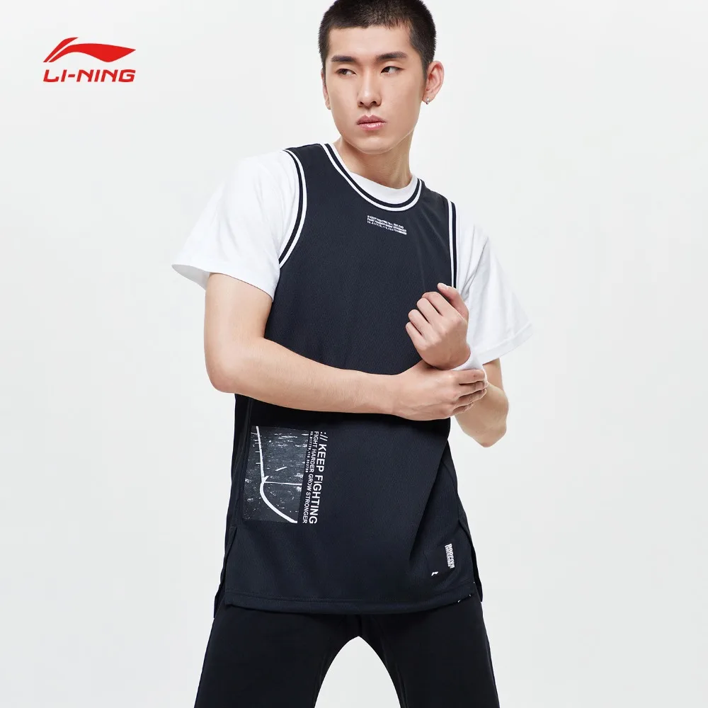 Li-Ning Мужская баскетбольная майка BAD FIVE свободная жилетка из полиэстера с дышащей