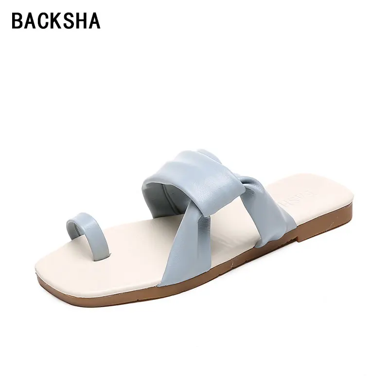 BACKSHA/летние женские шлепанцы на плоской подошве белые повседневные сандалии