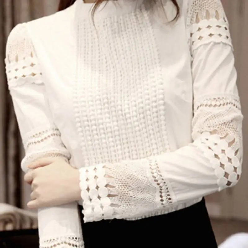 women blouses plus size women's shirt elegant hollow out lace Slim chiffon blouse high quality blusas femininas
women blouses plus size women's shirt elegant hollow out lace Slim chiffon blouse high quality blusas femininas