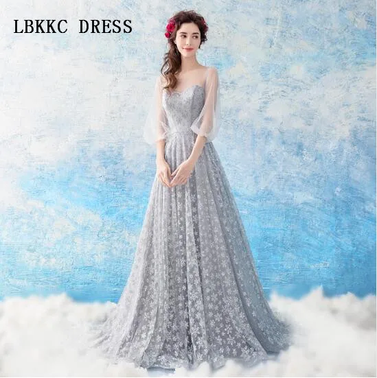 Robe De Soiree Longue Grey Sequin Evening Dresses Half Sleeves A Line Formal Abendkleider Vestido De Festa Longo
Robe De Soiree Longue Grey Sequin Evening Dresses Half Sleeves A Line Formal Abendkleider Vestido De Festa Longo