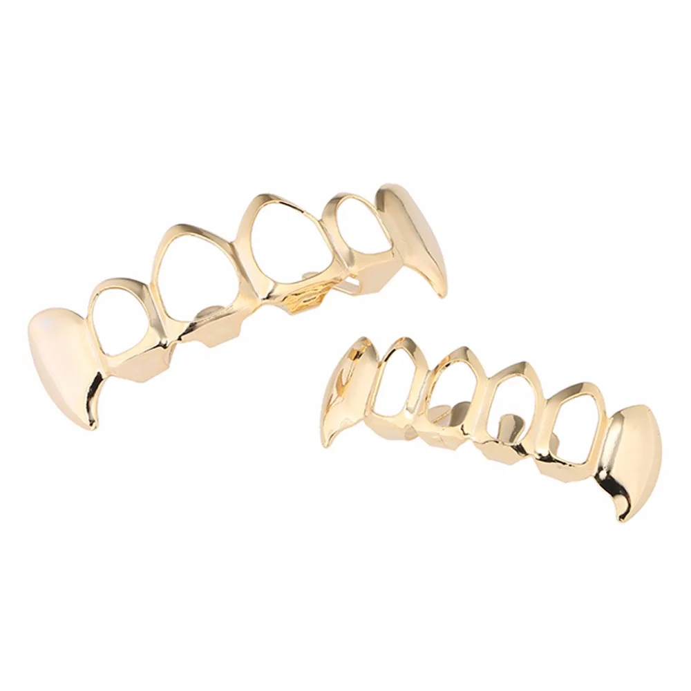 TOPHIPOHP Real Gold Plating Top and Bottom Grill Gold and Silver Grillz Bling Hollow Vampire Teeth Halloween Ornament
TOPHIPOHP Real Gold Plating Top and Bottom Grill Gold and Silver Grillz Bling Hollow Vampire Teeth Halloween Ornament