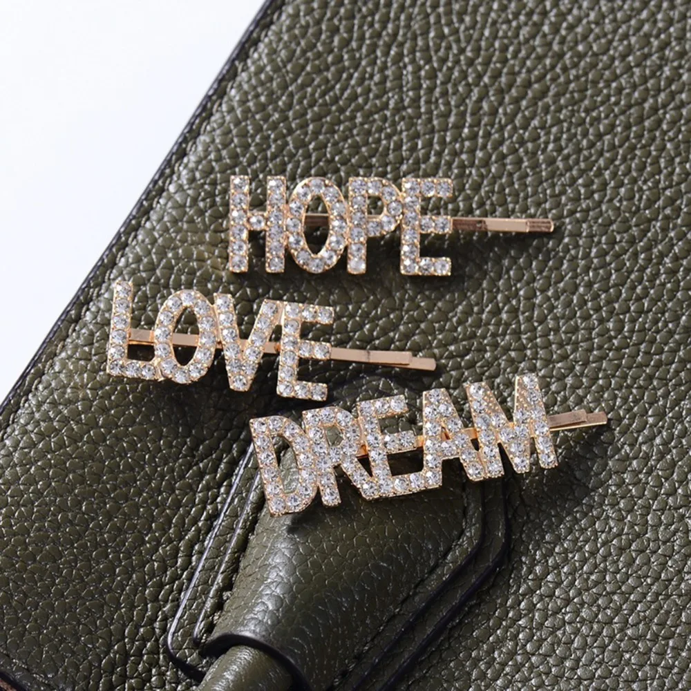 2019 3 pcs/lot Hair Accessories Crystal Letter Hair Clips For Women Metal Hairpins For Girls Rhinestone Love Hope Hair Bar Good
2019 3 pcs/lot Hair Accessories Crystal Letter Hair Clips For Women Metal Hairpins For Girls Rhinestone Love Hope Hair Bar Good