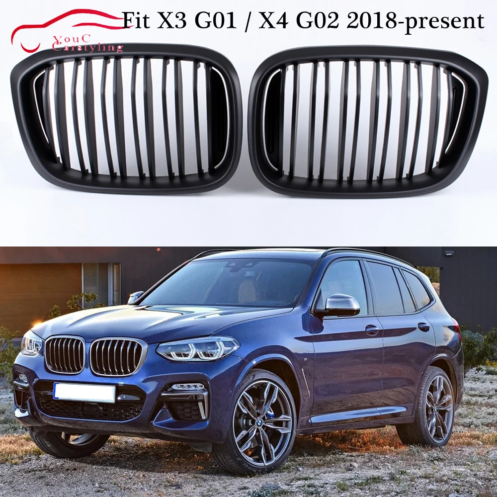 New X3 X4 Front Bumper Kidney Grille for BMW X3 G01 G4 G02 2018 2019 Dual Slat Matte Black ABS Plastic Front Hood Mesh grills
New X3 X4 Front Bumper Kidney Grille for BMW X3 G01 G4 G02 2018 2019 Dual Slat Matte Black ABS Plastic Front Hood Mesh grills