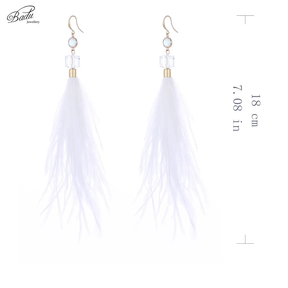 Badu Long Drop Earring White Ostrich Feather Spring Fashion Jewelry for Women Daily Wearing Holiday Pendientes
Badu Long Drop Earring White Ostrich Feather Spring Fashion Jewelry for Women Daily Wearing Holiday Pendientes