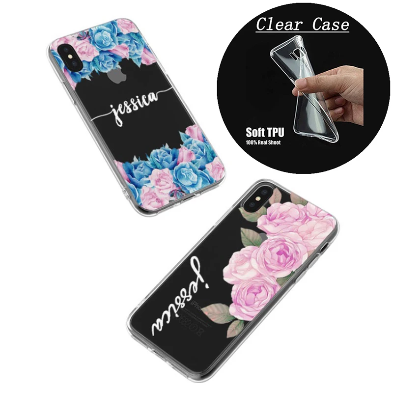 Cute DIY Name Custom Case Cover For iPhone 11 Pro X XR XS Max 5 5s SE 6 6s 7 8 Plus Customized Soft Silicone TPU |