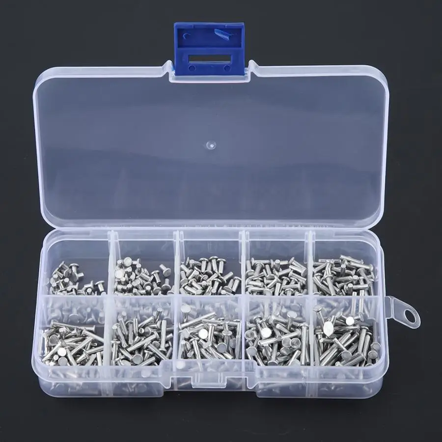 500Pcs M2 3-18mm Flat Head Aluminum Rivets Flat Head Solid Rivet Assortment Kit 3mm-18mm Length rivets for DIY Leather remaches
500Pcs M2 3-18mm Flat Head Aluminum Rivets Flat Head Solid Rivet Assortment Kit 3mm-18mm Length rivets for DIY Leather remaches