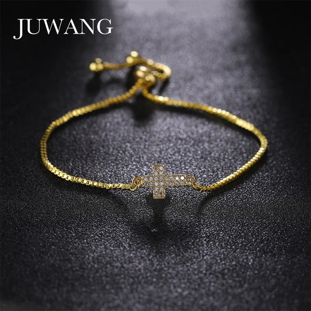 JUWANG Cross Bracelet Micro CZ Rhinestone Crystal Pave Gold Silver Color Chain Bracelets for Men Women Fashion Jewelry
JUWANG Cross Bracelet Micro CZ Rhinestone Crystal Pave Gold Silver Color Chain Bracelets for Men Women Fashion Jewelry