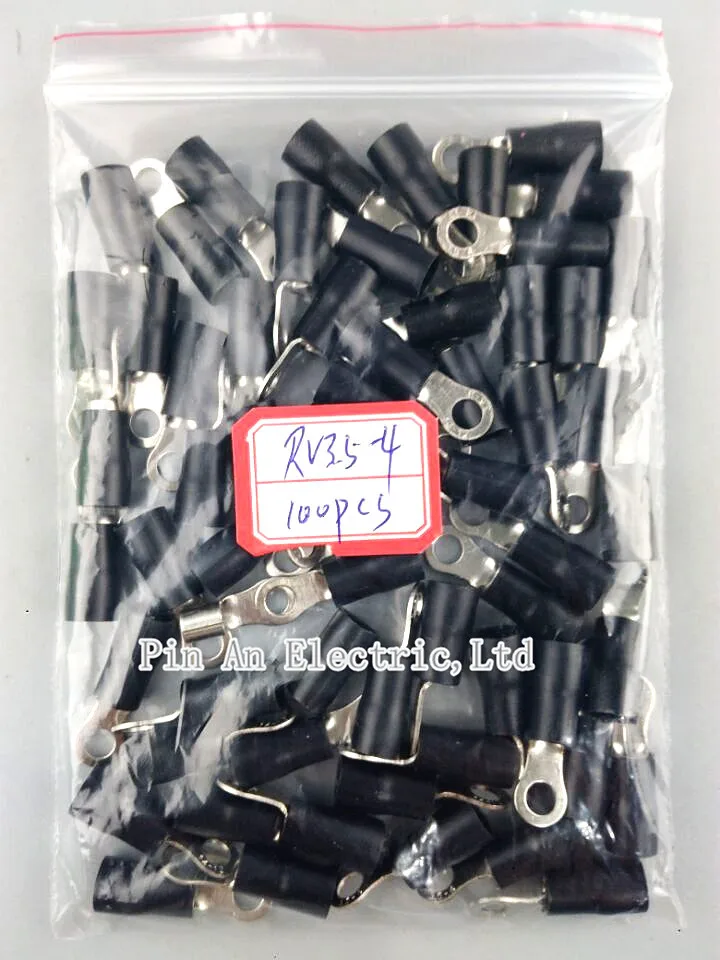 

RV3.5-4 Black Ring insulated terminal 100PCS/Pack suit 2.5-4mm2 cable Crimp Terminal Cable Wire Connector RV3-4 14-12 AWG RV