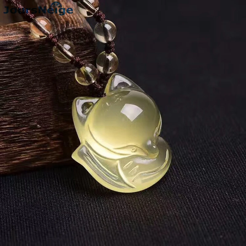 Wholesale Yellow Natural Crystal Pendant Hand Carved Fox Sweater Chain Necklace Lucky for Women Men gift Crystal Jewelry
Wholesale Yellow Natural Crystal Pendant Hand Carved Fox Sweater Chain Necklace Lucky for Women Men gift Crystal Jewelry