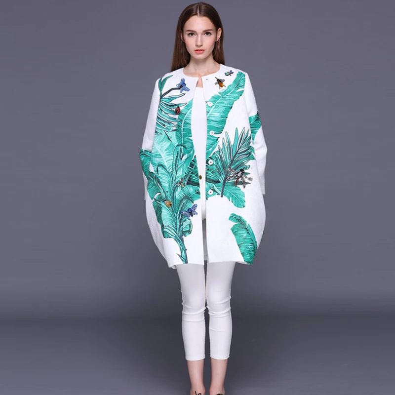HIGH QUALITY Newest 2022 Autumn Winter Runway Designer Coat Women's Banana Leaves Print Jacquard Crystal Beading Trench
HIGH QUALITY Newest 2022 Autumn Winter Runway Designer Coat Women's Banana Leaves Print Jacquard Crystal Beading Trench